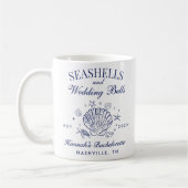 Retro Pink Seashells & Wedding Bachelorette Kaffeetasse (Links)