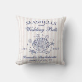 Retro Pink Seashells & Wedding Bachelorette Kissen (Vorderseite)