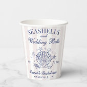 Retro Pink Seashells & Wedding Bachelorette Pappbecher (Rückseite)