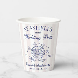Retro Pink Seashells & Wedding Bachelorette Pappbecher