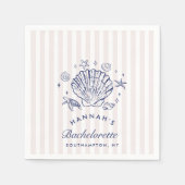 Retro Pink Seashells & Wedding Bachelorette Serviette (Vorderseite)