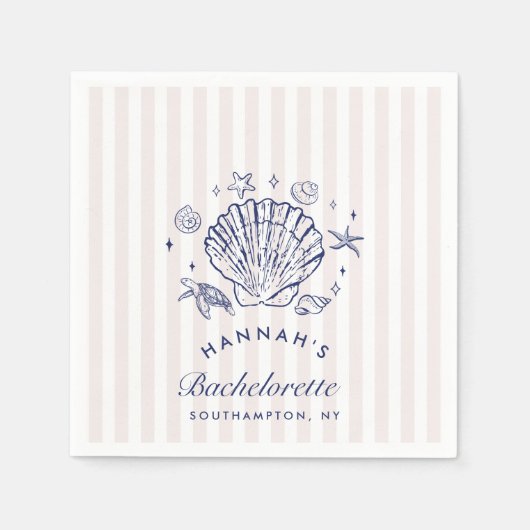 Retro Pink Seashells & Wedding Bachelorette Serviette (Vorderseite)