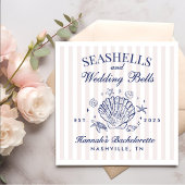 Retro Pink Seashells & Wedding Bachelorette Serviette