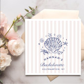 Retro Pink Seashells & Wedding Bachelorette Serviette