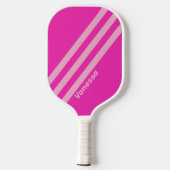 Retro Pink Sky Drei Streifen mit Namen Pickleball Schläger (Rückseite)