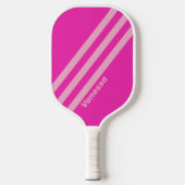 Retro Pink Sky Drei Streifen mit Namen Pickleball Schläger (Vorderseite)