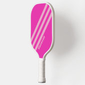 Retro Pink Sky Drei Streifen mit Namen Pickleball Schläger (Links)
