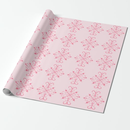 Retro Pink Snowflakes Wrapping Paper Geschenkpapier (Ungerollt)