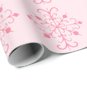 Retro Pink Snowflakes Wrapping Paper Geschenkpapier (Rolleneckpunkt)