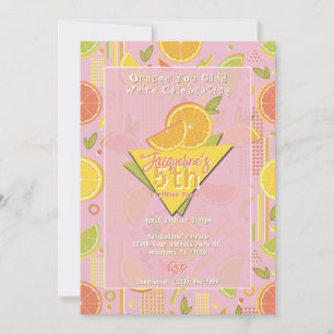 Retro Pink Sommer Zitrusfrucht Geburtstag Einladung