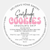 Retro Pink Sourdough Bakery Cookies Zutaten Runder Aufkleber (Vorderseite)
