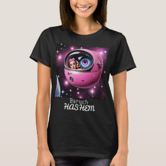 Retro Pink Space Girl in den Sternen T-Shirt