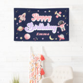 Retro Pink Space Happy Birthday Banner (Insitu)