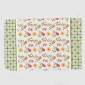Retro Pink Spring Birds Panel Golfhandtuch (Horizontal)