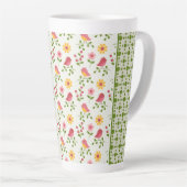 Retro Pink Spring Birds Panel Milchtasse (Rechte Ecke)