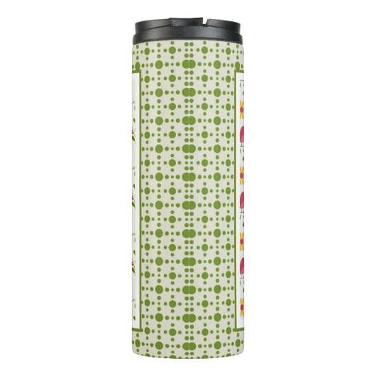 Retro Pink Spring Birds Panel Thermosbecher (Rückseite)