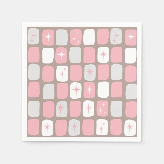 Retro Pink Sternexplosionen Papier Cocktail Napkin Serviette (Vorderseite)