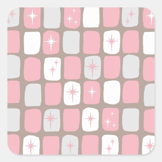Retro Pink Sternexplosionen Square Stickers (Vorderseite)