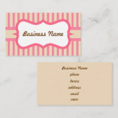 Retro Pink Strip Business Card Visitenkarte (Vorne/Hinten)