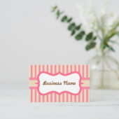 Retro Pink Strip Business Card Visitenkarte (Stehend Vorderseite)