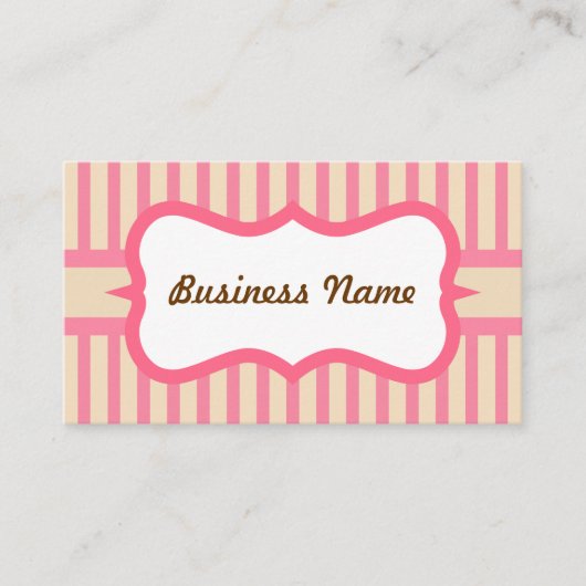 Retro Pink Strip Business Card Visitenkarte (Vorderseite)