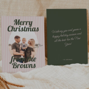 Retro Pink Stripes Boho Oval Foto Weihnachten