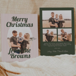 Retro Pink Stripes Boho Oval Foto Weihnachten