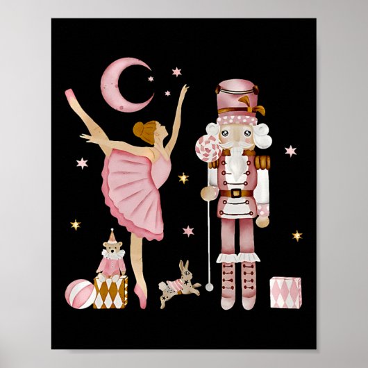 Retro Pink Sugar Plum Fairy Nutcracker Christmas C Poster (Vorne)