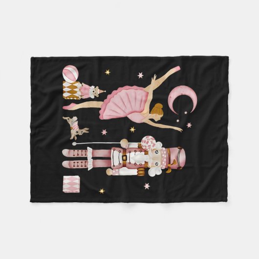Retro Pink Sugar Plum Fairy Nutcracker Weihnachten Fleecedecke (Vorderseite (Horizontal))