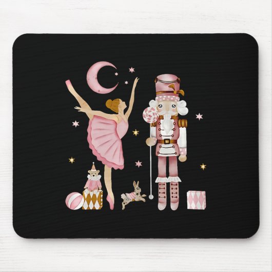 Retro Pink Sugar Plum Fairy Nutcracker Weihnachten Mousepad (Vorne)