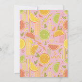Retro Pink Summer Citrus Fruit Birthday Einladung (Rückseite)
