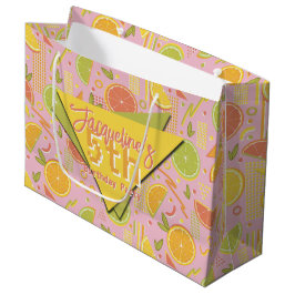 Retro Pink Summer Citrus Fruit Birthday Große Geschenktüte
