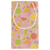 Retro Pink Summer Citrus Fruit Birthday Kleine Geschenktüte (Rückseite)