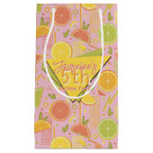 Retro Pink Summer Citrus Fruit Birthday Kleine Geschenktüte (Vorderseite)