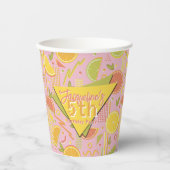 Retro Pink Summer Citrus Fruit Birthday Pappbecher (Vorderseite)
