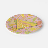 Retro Pink Summer Citrus Fruit Birthday Pappteller (Schrägansicht)