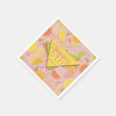 Retro Pink Summer Citrus Fruit Birthday Serviette (Ecke)