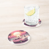 Retro Pink Summer Sunset Beach Vibe Getränkeuntersetzer (Seite)