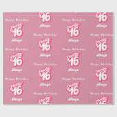 Retro Pink Sweet 16. Geburtstag Geschenkpapier (Flach)