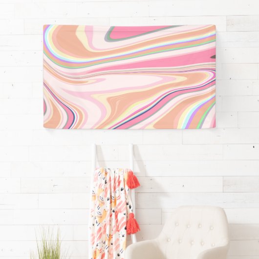 Retro Pink Swirl Liquid Painting Ästhetische Gesta Banner (Insitu)