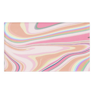 Retro Pink Swirl Liquid Painting Ästhetische Gesta Namenschild