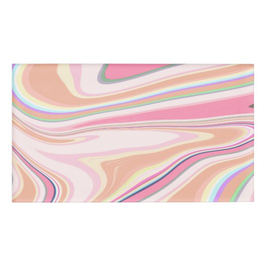 Retro Pink Swirl Liquid Painting Ästhetische Gesta Namenschild (Vorderseite)