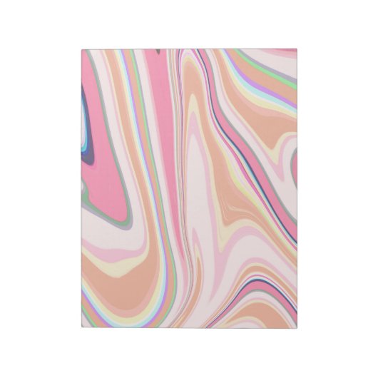 Retro Pink Swirl Liquid Painting Ästhetische Gesta Notizblock (Rotiert)