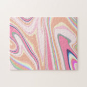 Retro Pink Swirl Liquid Painting Ästhetische Gesta Puzzle (Horizontal)