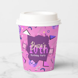 Retro Pink Tamagotchi Geburtstag Pappbecher