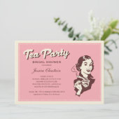 Retro Pink Tee Party Einladungen (Stehend Vorderseite)