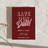 Retro Pink Tiefrotes Modernes Boho Einzigartiges H Save The Date
