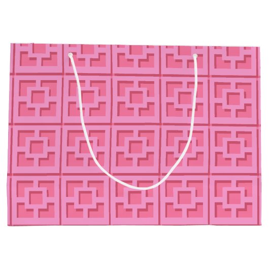 Retro Pink Trellis Geschenktasche Große Geschenktüte (Rückseite)