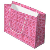 Retro Pink Trellis Geschenktasche Große Geschenktüte (Vorderseite Schrägansicht)