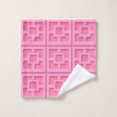 Retro Pink Trellis Handtuch Badhandtuch Set (Waschlappen)